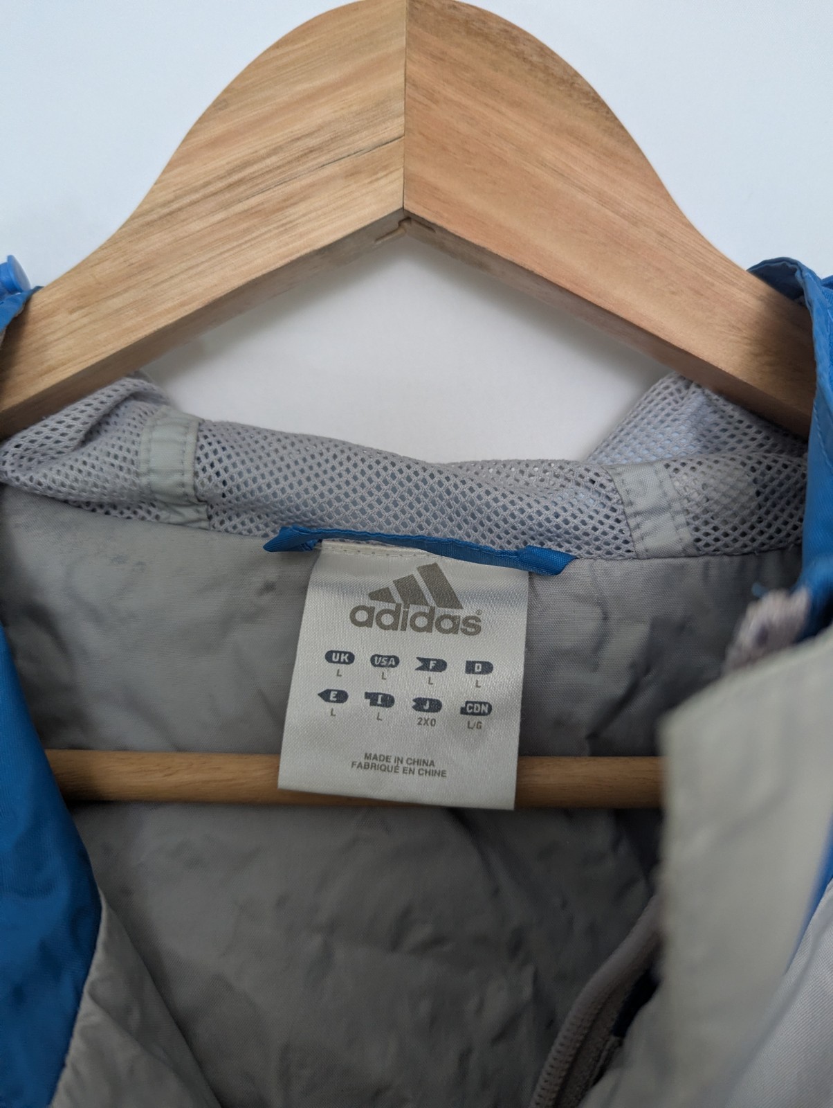 Vintage Adidas Windbreaker Jacket – Size L – 2006 Era – Blue/grey