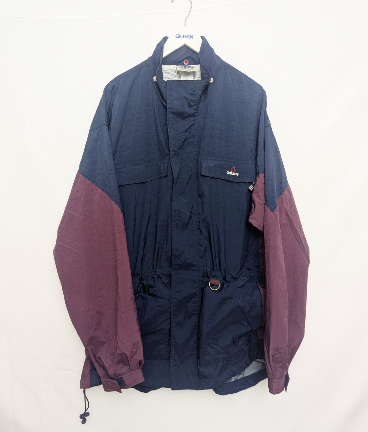 Vintage Adidas Windbreaker Jacket Navy / Burgundy Xl Late 1990s – Early 2000s