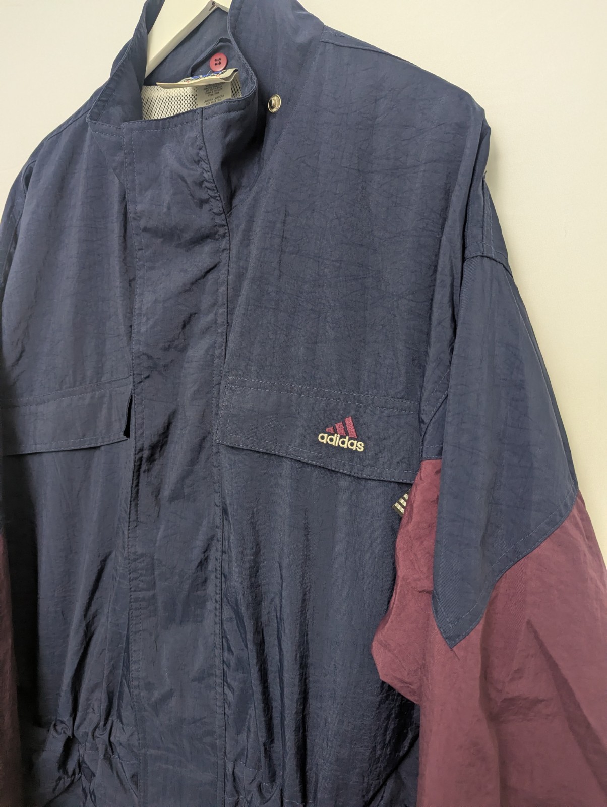 Vintage Adidas Windbreaker Jacket Navy / Burgundy Xl Late 1990s – Early 2000s
