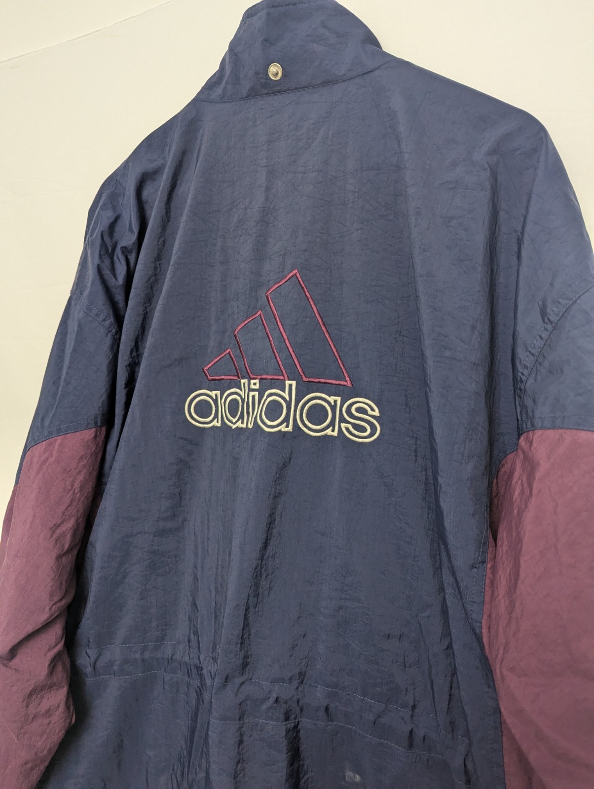 Vintage Adidas Windbreaker Jacket Navy / Burgundy Xl Late 1990s – Early 2000s