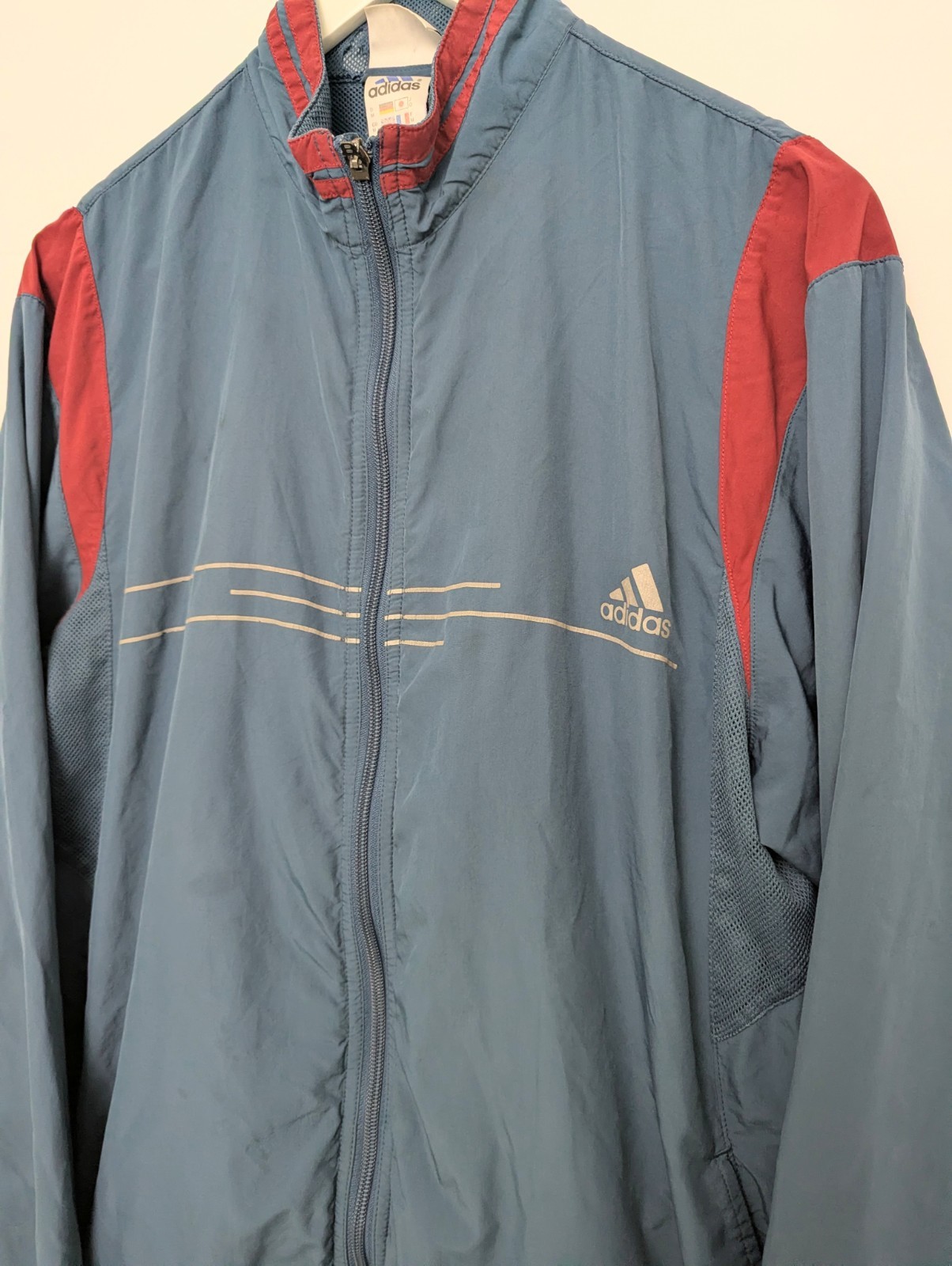 Vintage Adidas Windbreaker Jacket – Blue & Red – Size M – 90s/00s Retro Shell