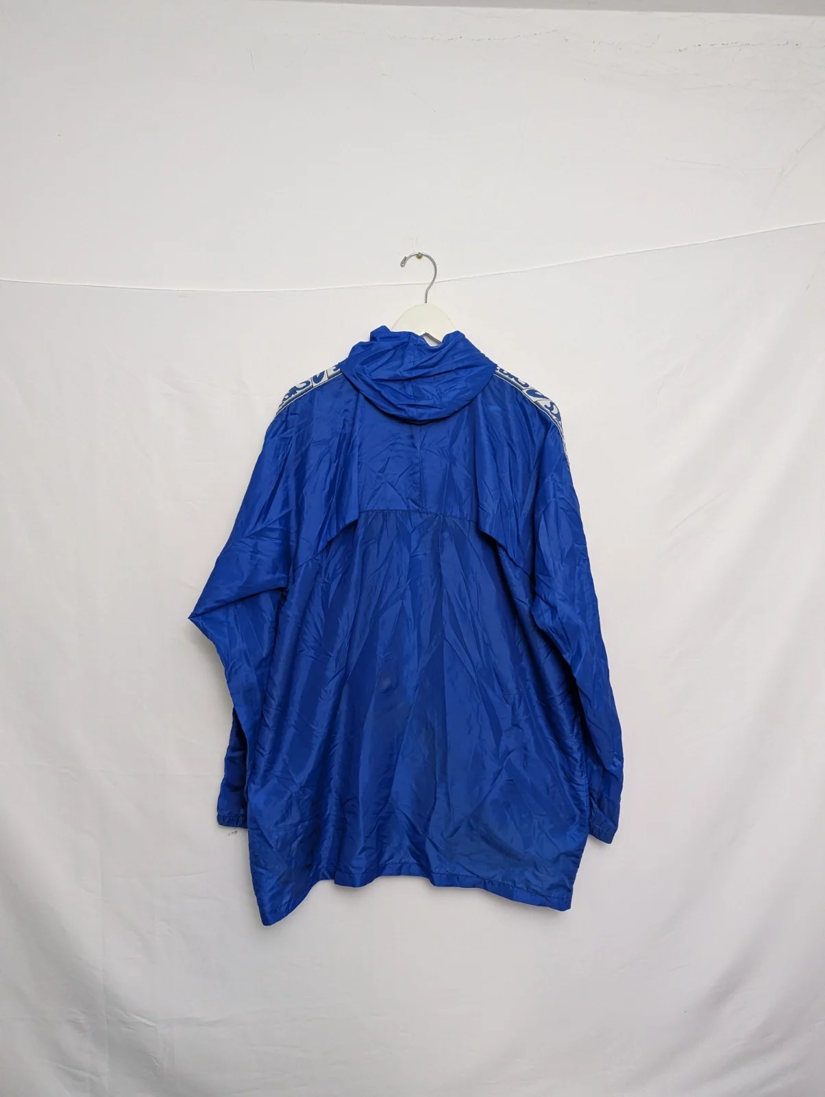 Vintage Asics Windbreaker Jacket – L – Electric Blue – 1990s – Logo Sleeve Tape