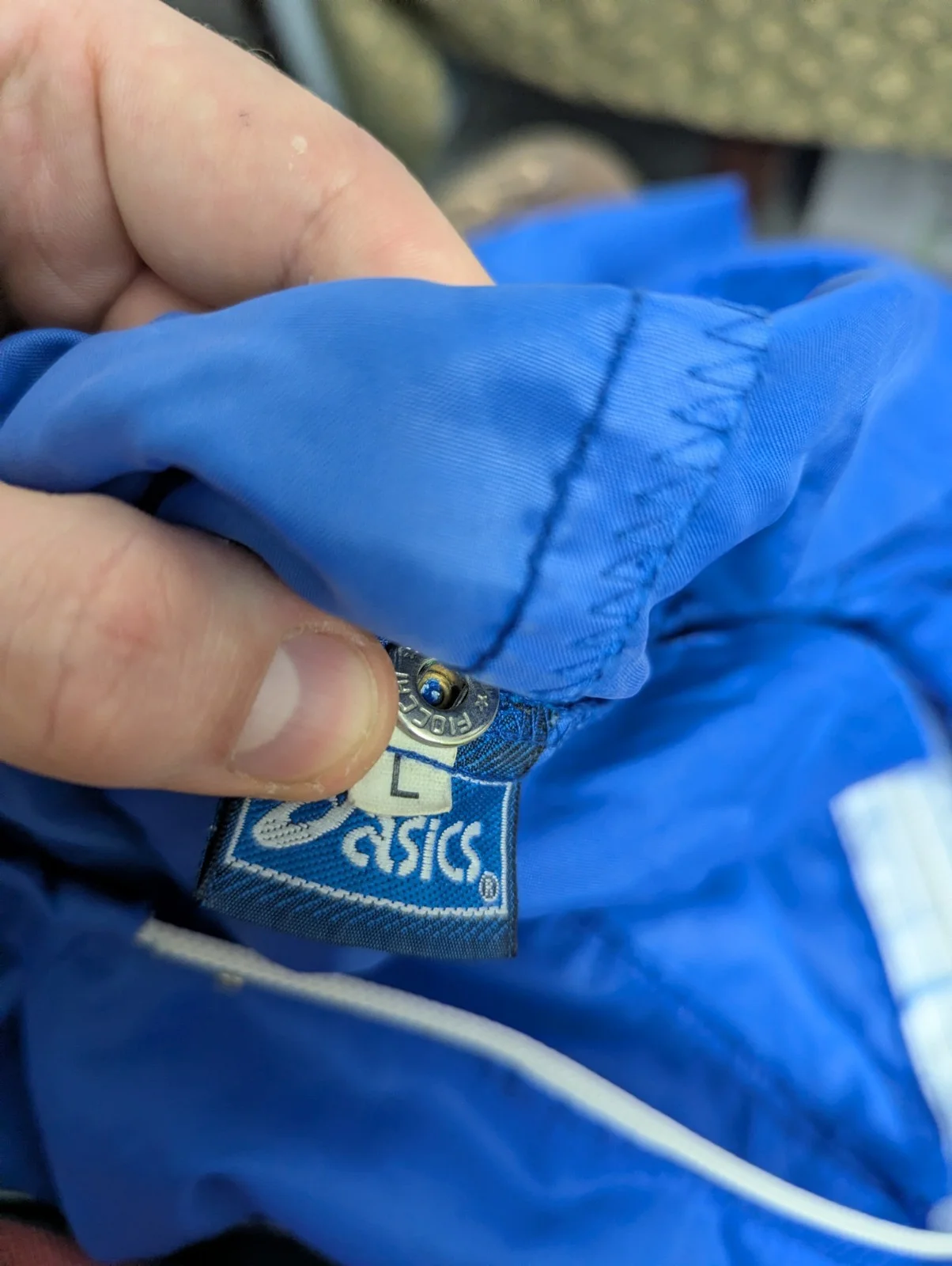 Vintage Asics Windbreaker Jacket – L – Electric Blue – 1990s – Logo Sleeve Tape