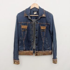 Vintage City Girl Beaded Denim Jacket - Women’s Large - Y2k