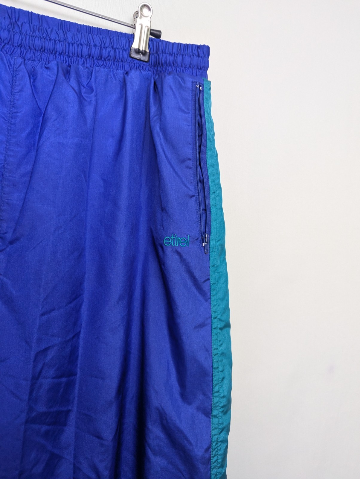 Vintage Etirel Shell Track Pants - Mens Large - Blue/teal