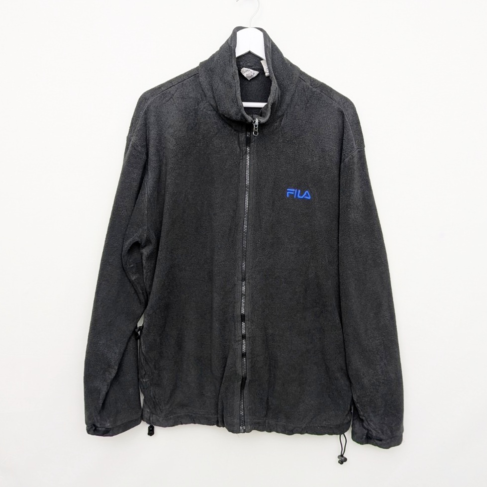 Vintage Fila Full Zip Fleece Jacket - Charcoal Grey - Men’s Large