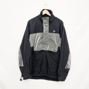 Vintage Fila Tech Anorak Jacket – Men’s Large – Black Silver – Fleece Lined