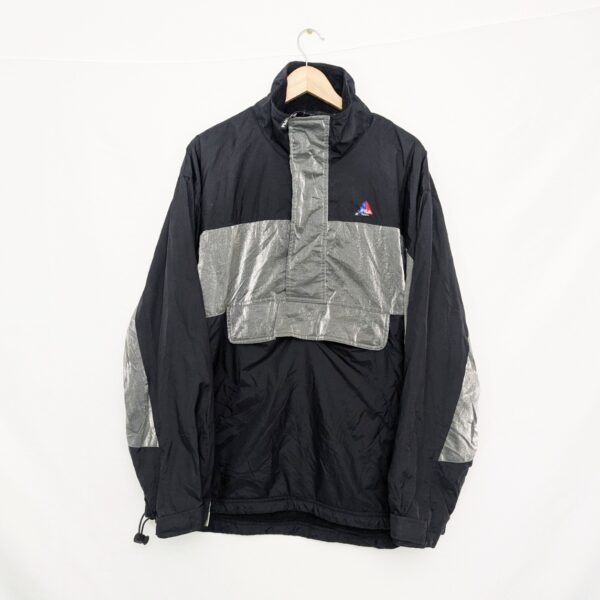 Vintage Fila Tech Anorak Jacket – Men’s Large – Black Silver – Fleece Lined