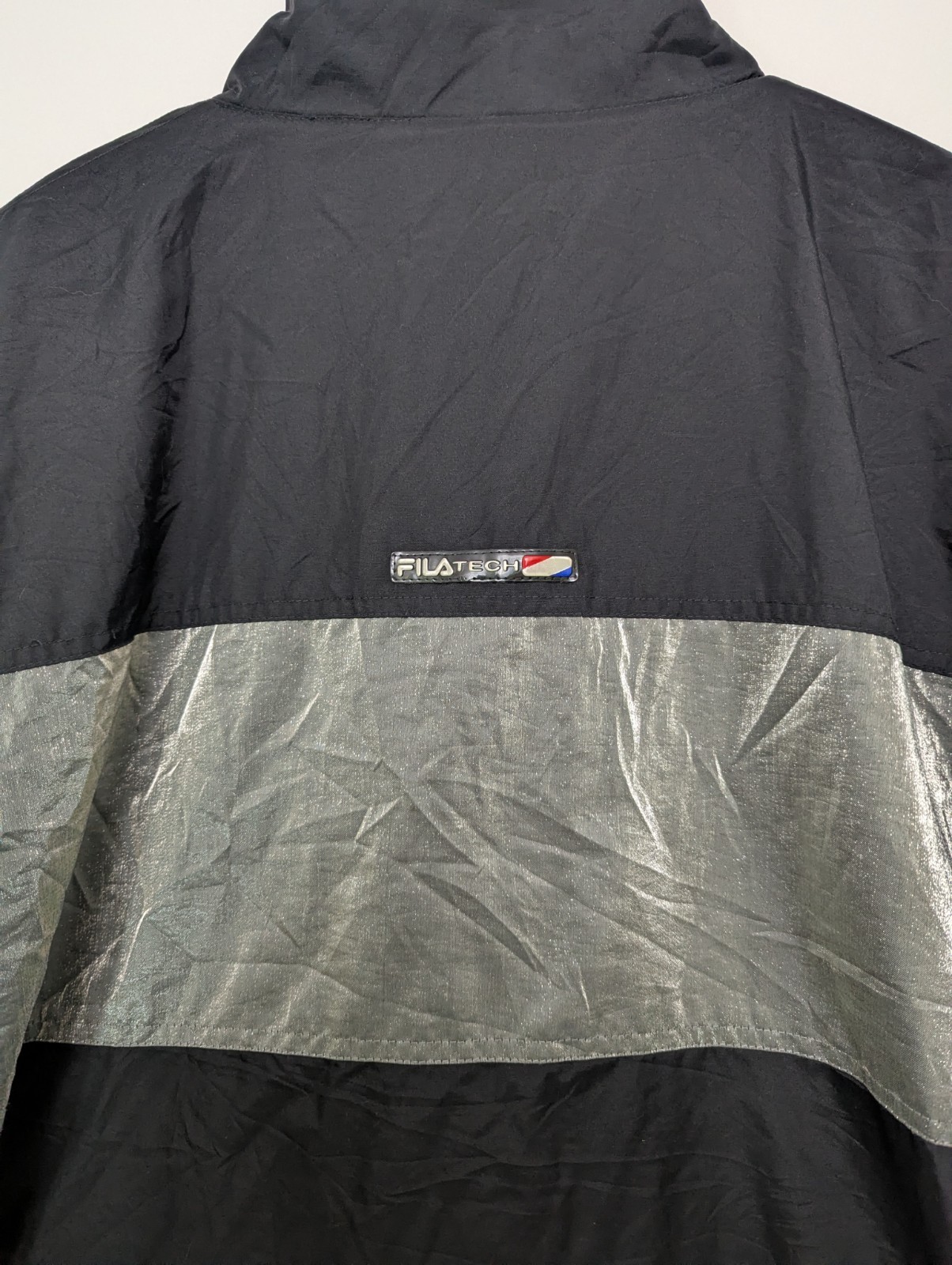 Vintage Fila Tech Anorak Jacket – Men’s Large – Black Silver – Fleece Lined