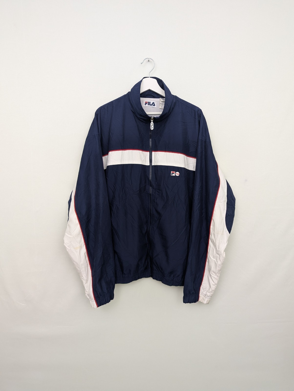 Vintage Fila Track Jacket Windbreaker - Navy / White / Red - Size Xxl