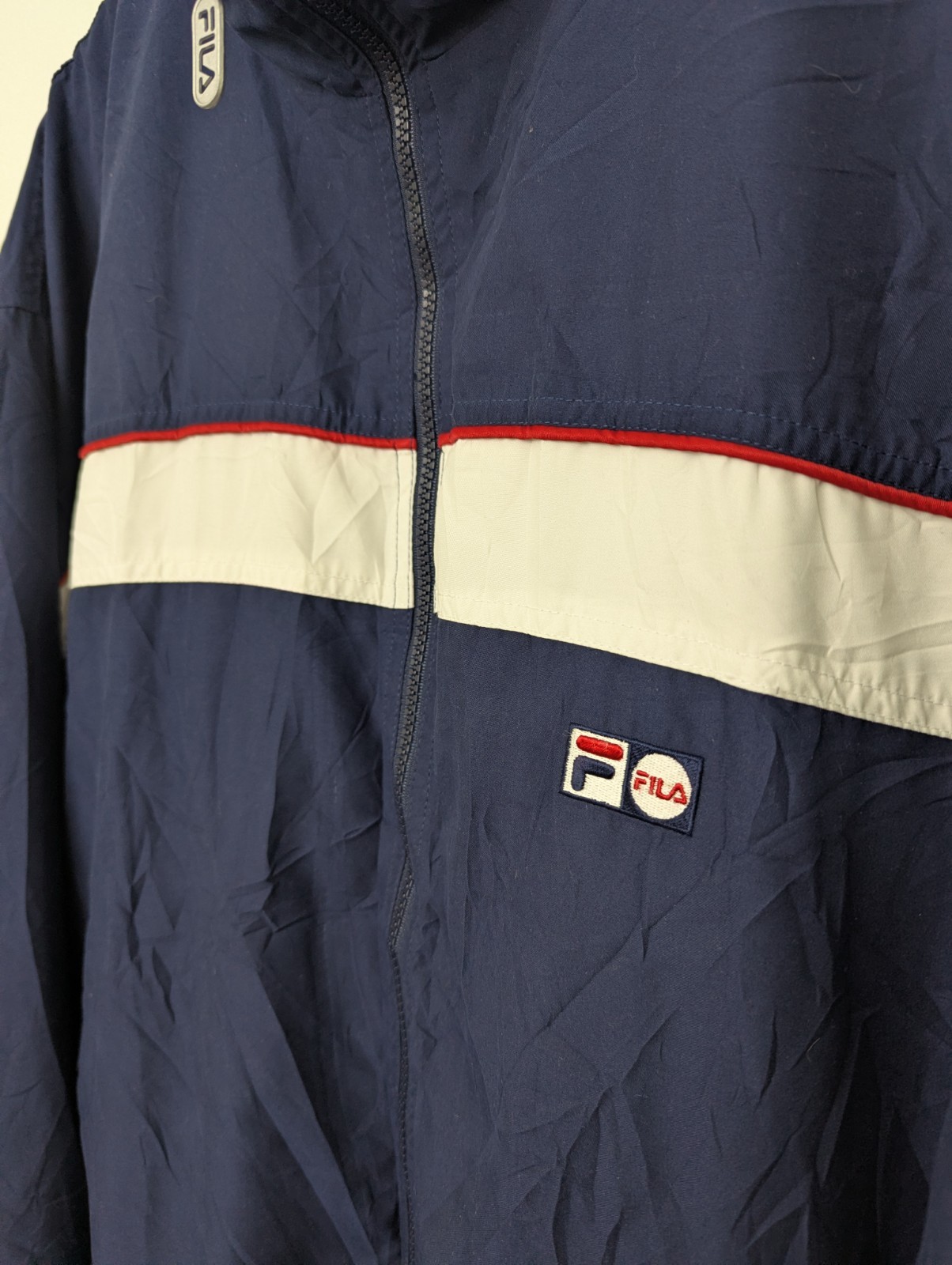 Vintage Fila Track Jacket Windbreaker - Navy / White / Red - Size Xxl