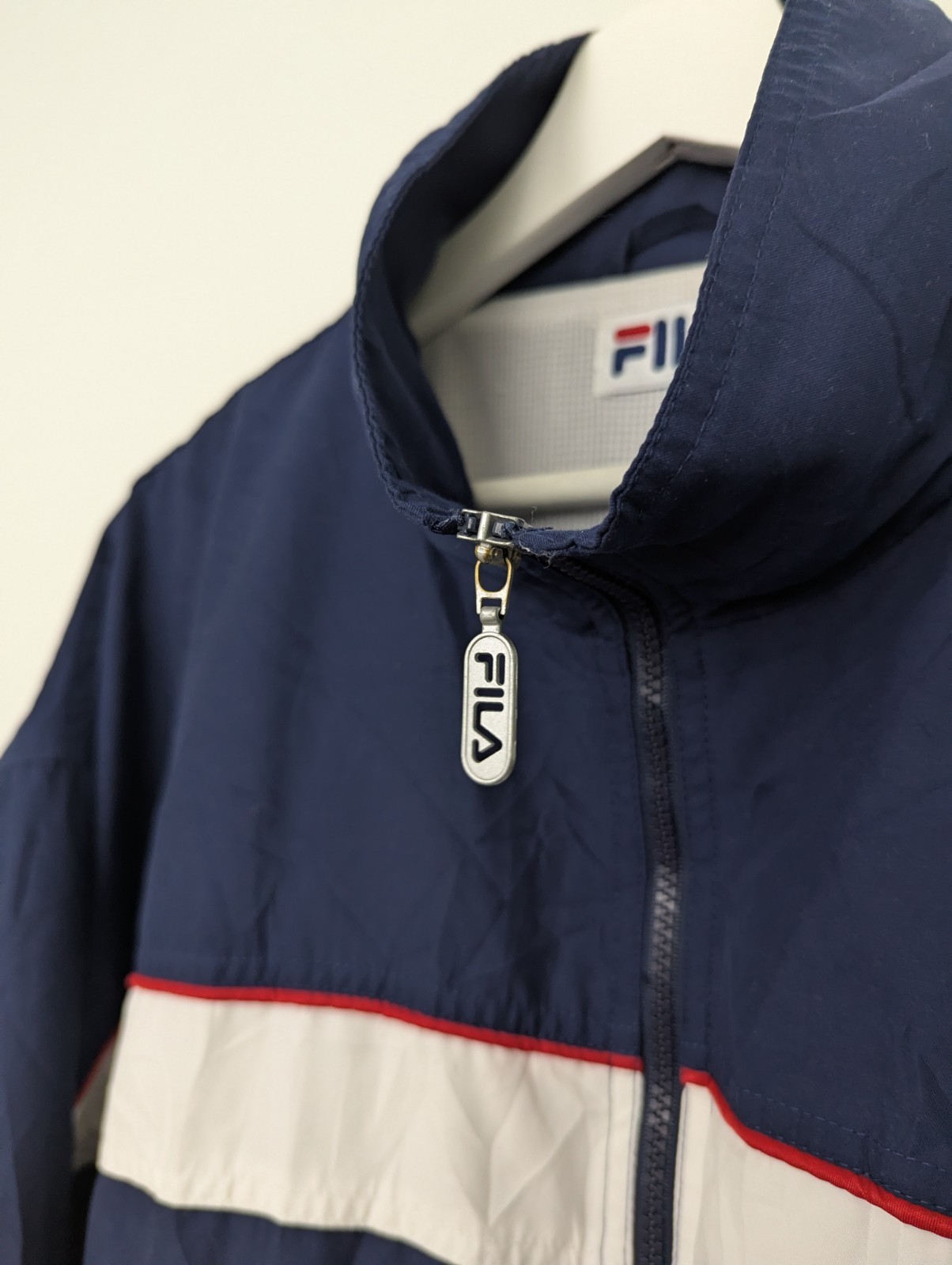 Vintage Fila Track Jacket Windbreaker - Navy / White / Red - Size Xxl