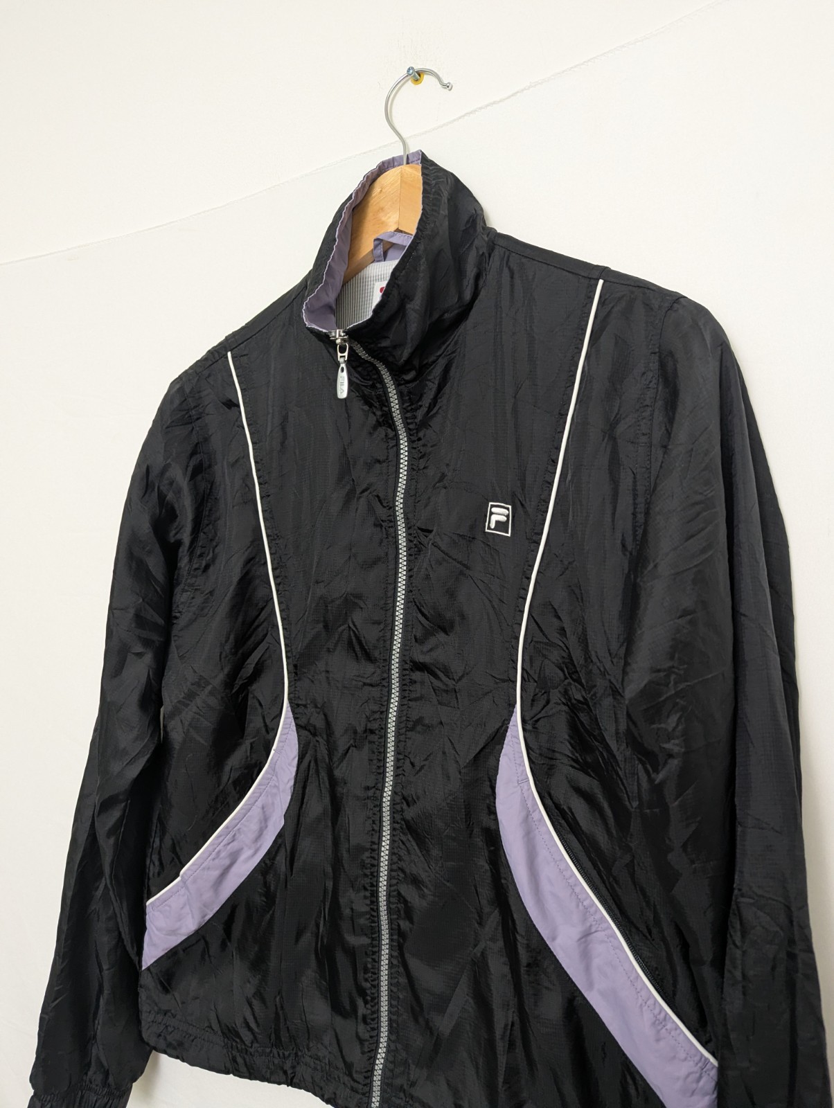 Vintage Fila Women’s Windbreaker Jacket - Size Small - Black/lilac