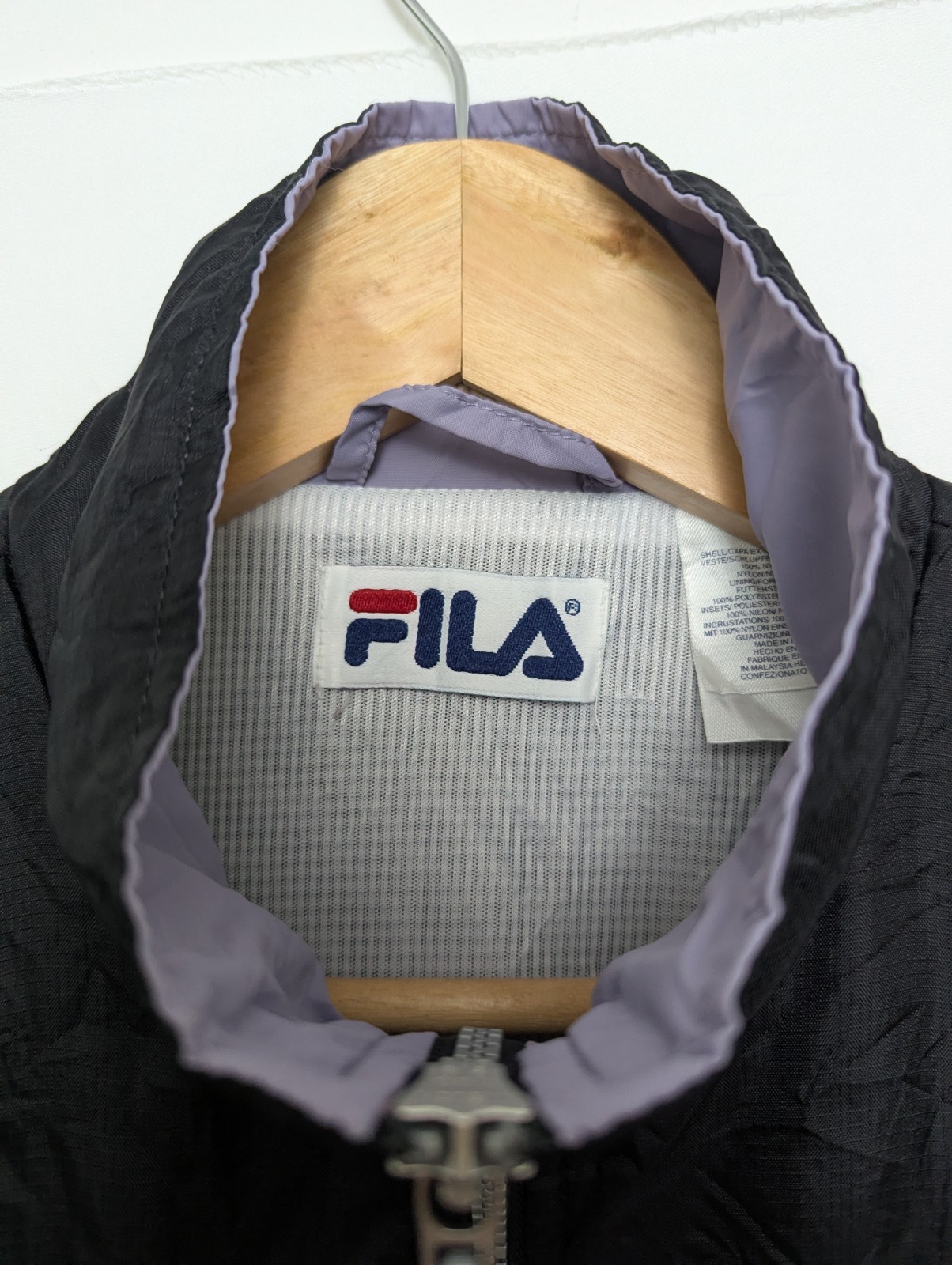Vintage Fila Women’s Windbreaker Jacket - Size Small - Black/lilac