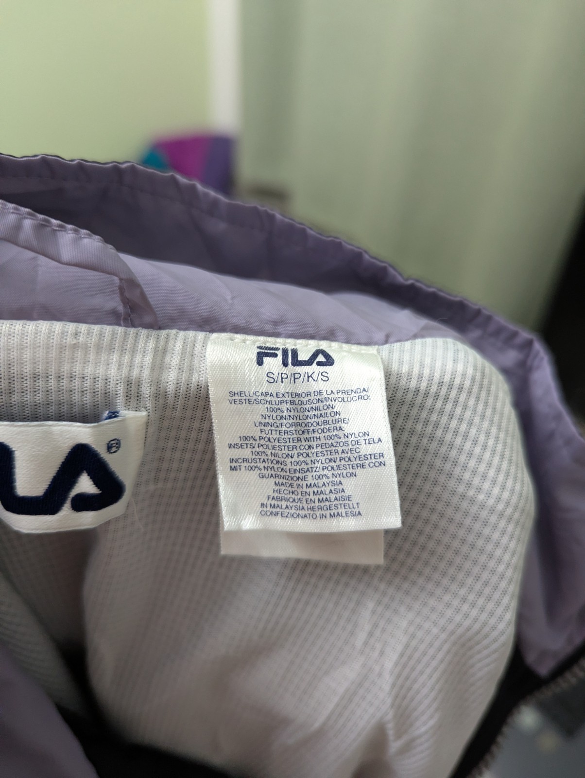 Vintage Fila Women’s Windbreaker Jacket - Size Small - Black/lilac