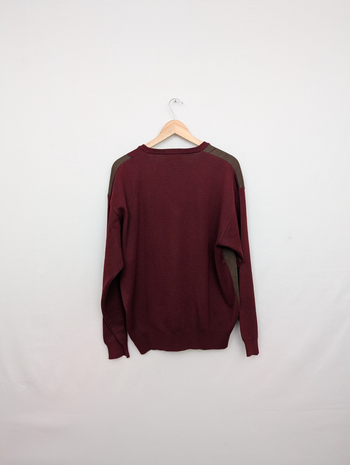 Vintage Glen Gannet Geometric Knit Jumper - Burgundy / Brown - Size Large