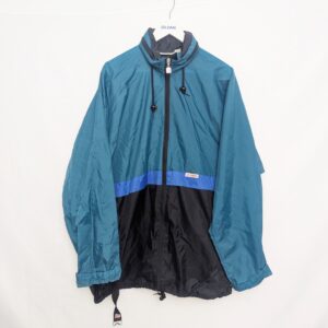 Vintage Jeantex Windbreaker Jacket Xl Teal Black Blue 90s Colourblock