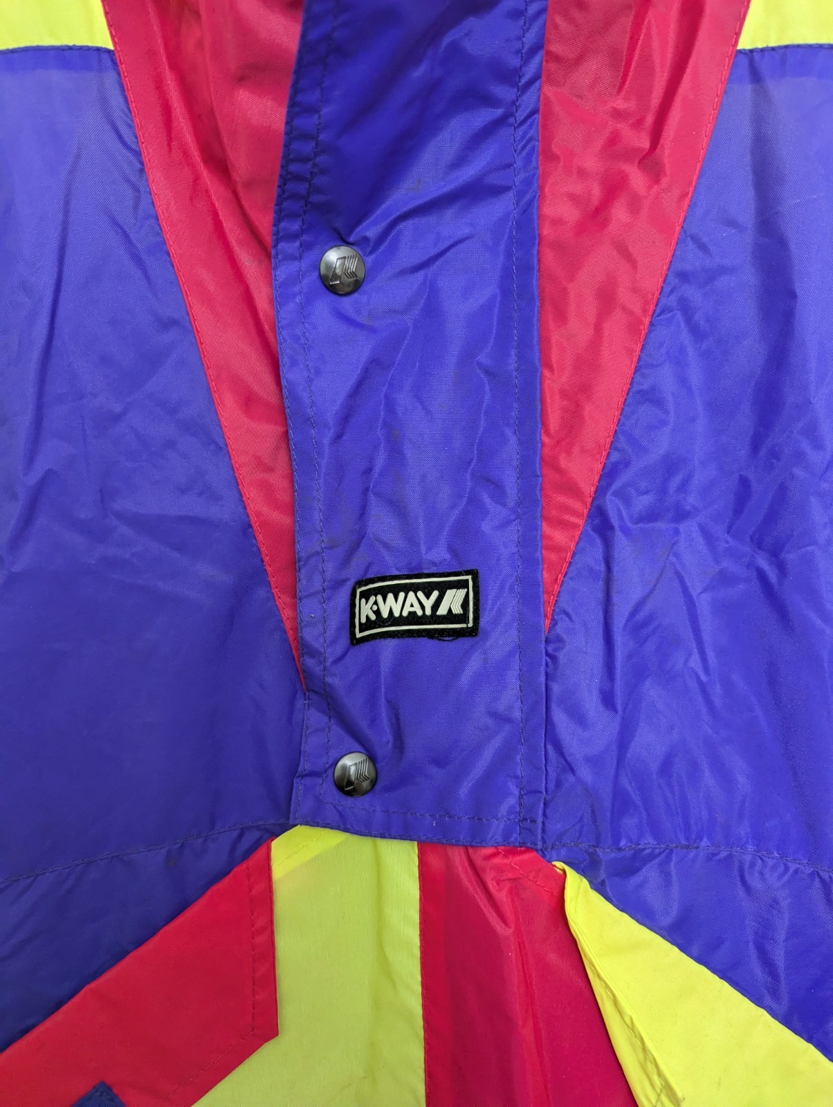 Vintage K-way International Windbreaker – Xl – 80s/90s Neon Colourblock – Rare