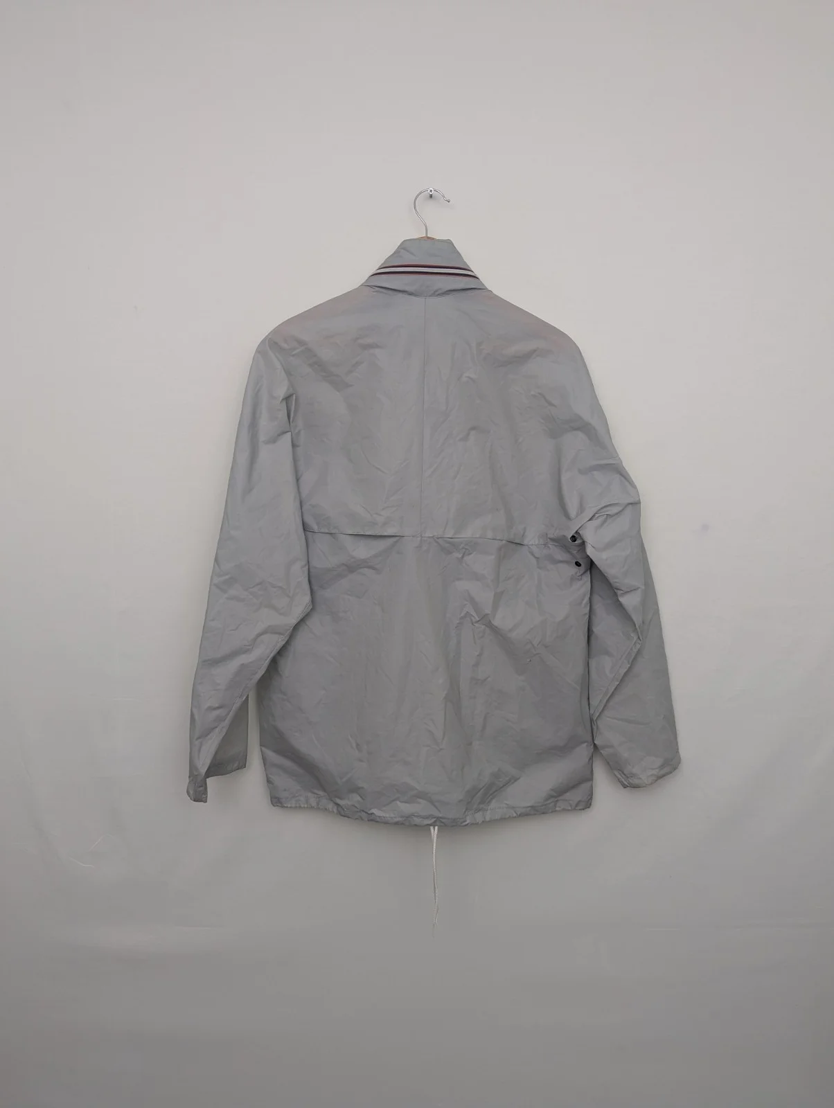 Vintage K-way Packable Rain Jacket - Grey - Hidden Hood - Mens Size L