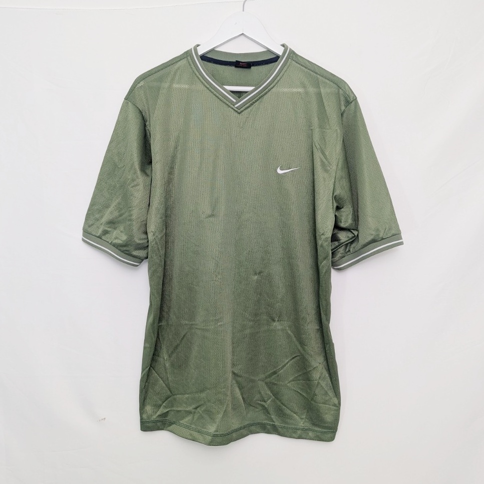 Vintage Nike Mesh Jersey T-shirt – Khaki Green – Size L