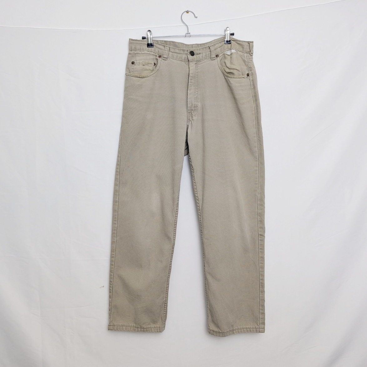 Vintage Polo Ralph Lauren Beige Canvas Jeans – Made In Usa – 34x36 – 1990s