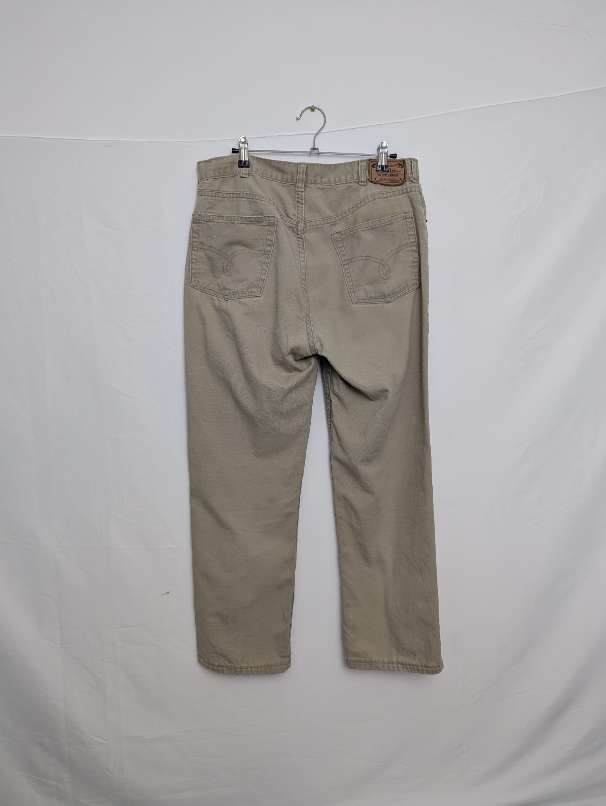 Vintage Polo Ralph Lauren Beige Canvas Jeans – Made In Usa – 34x36 – 1990s