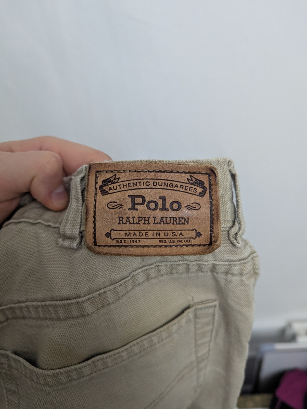 Vintage Polo Ralph Lauren Beige Canvas Jeans – Made In Usa – 34x36 – 1990s