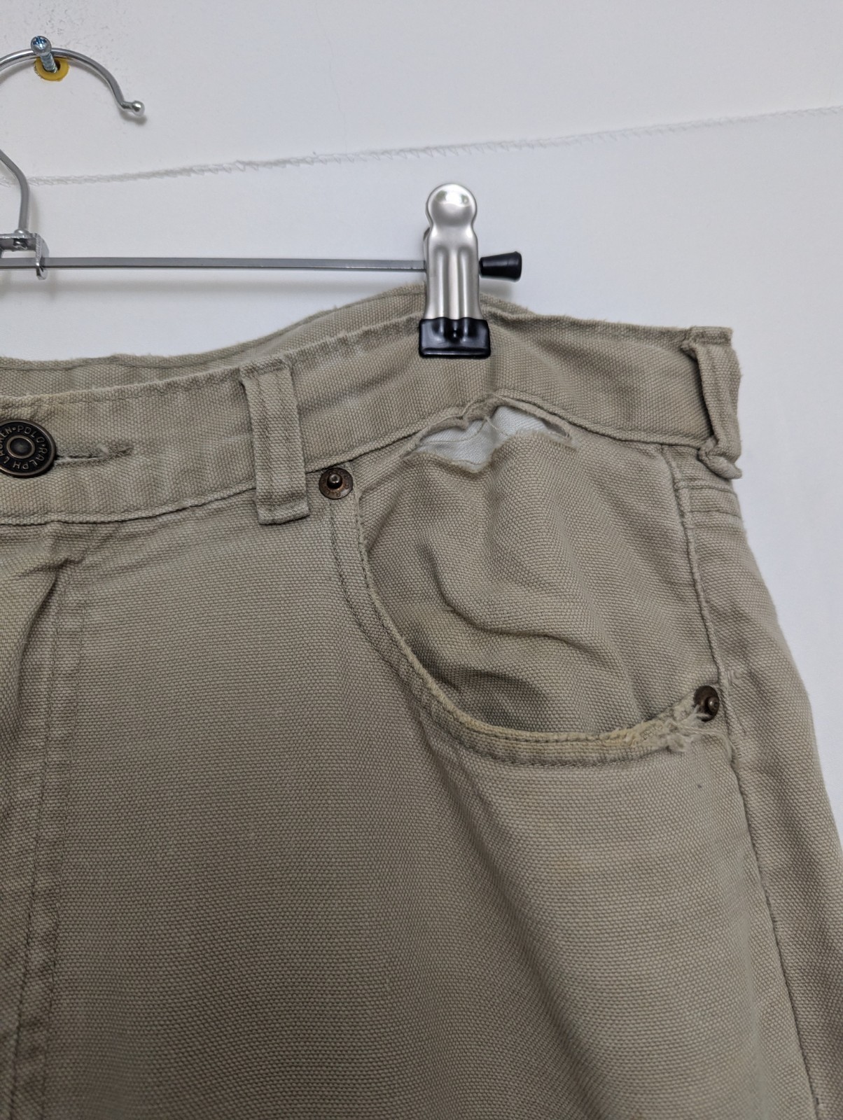 Vintage Polo Ralph Lauren Beige Canvas Jeans – Made In Usa – 34x36 – 1990s