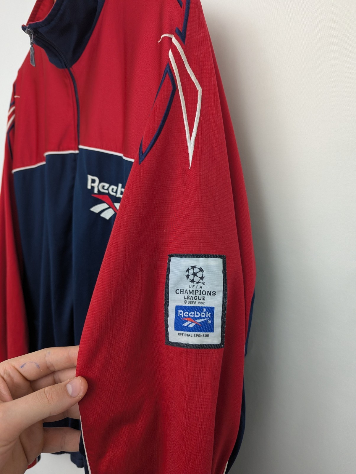 Vintage Reebok Uefa Champions League Track Jacket - Mens Large - Red/navy