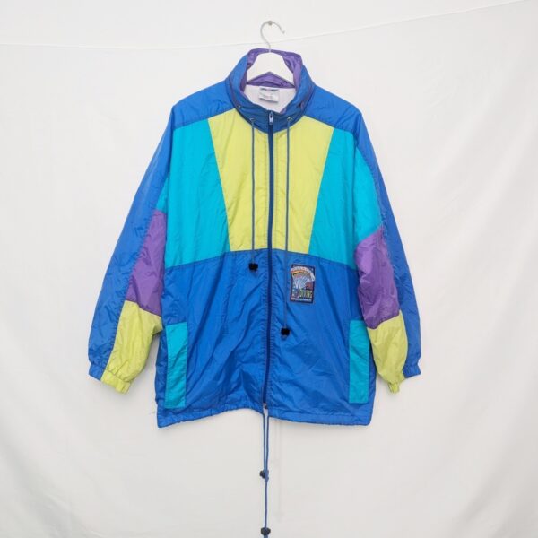 Vintage Shamp 80s/90s Colour-block Windbreaker – Unisex Small – Skydiving Patch