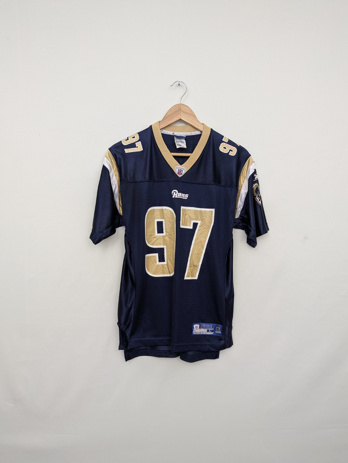 Vintage St Louis Rams La'roi Glover #97 Nfl Jersey - Blue/gold - Youth Large