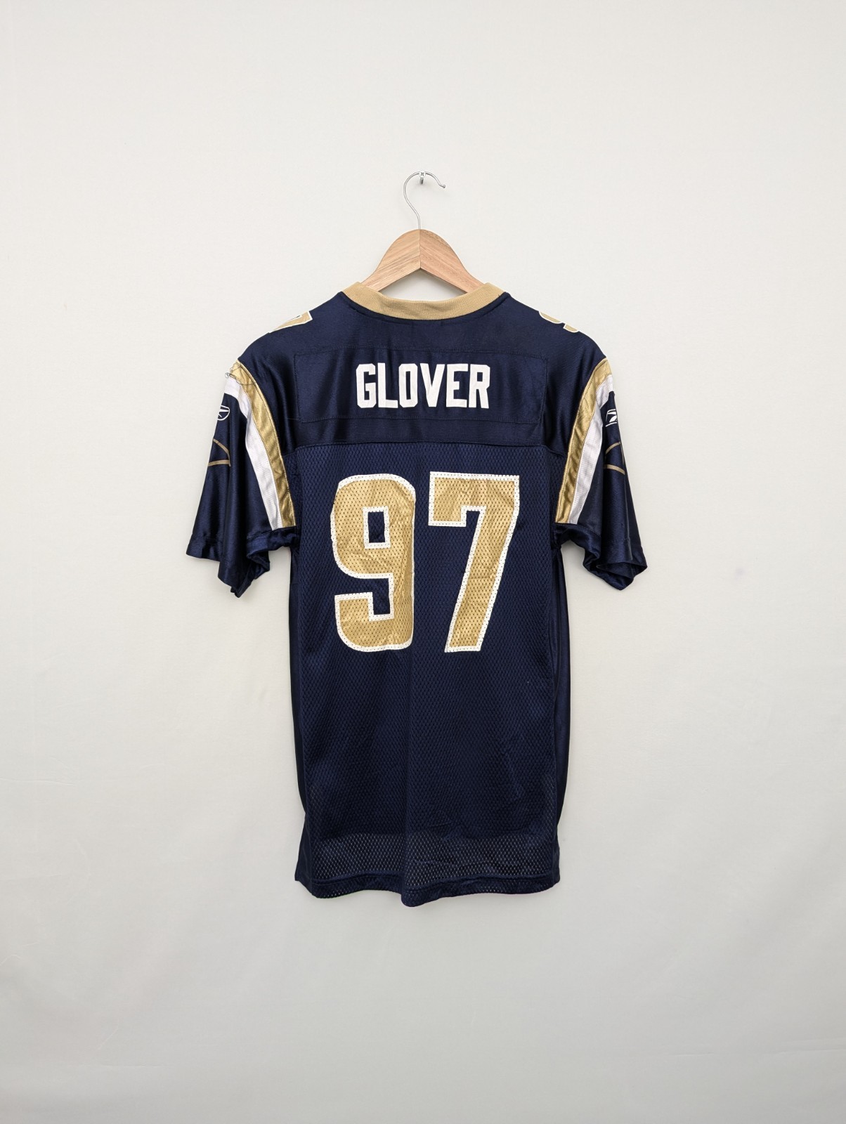 Vintage St Louis Rams La'roi Glover #97 Nfl Jersey - Blue/gold - Youth Large
