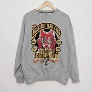 Vintage Starter Chicago Bulls Greatest Team Ever Nba Sweatshirt - Men’s L - Grey