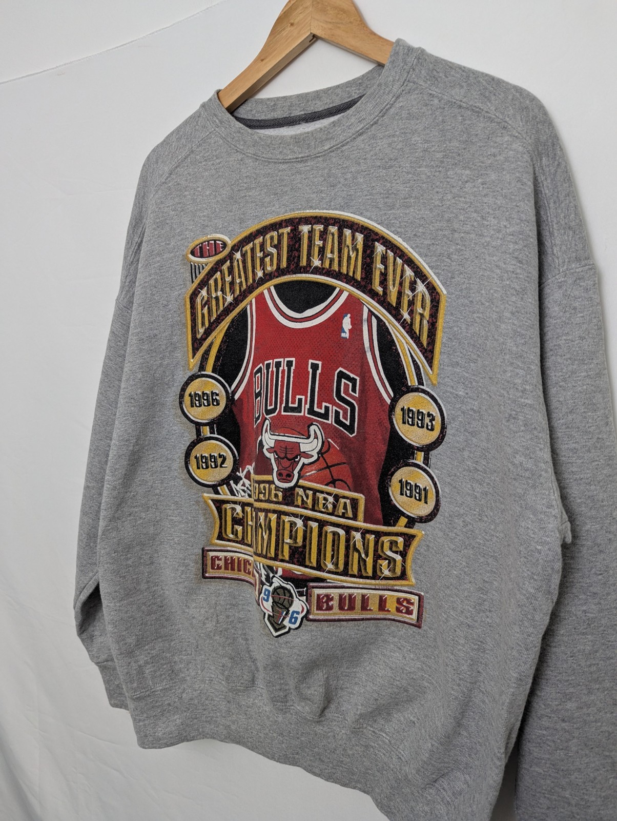 Vintage Starter Chicago Bulls Greatest Team Ever Nba Sweatshirt - Men’s L - Grey