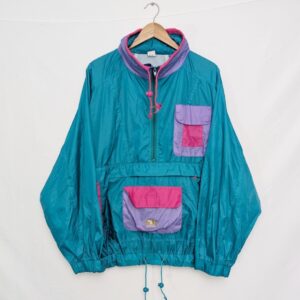 Vintage Waterstop Colourblock Anorak – Teal / Purple / Pink – Men’s M
