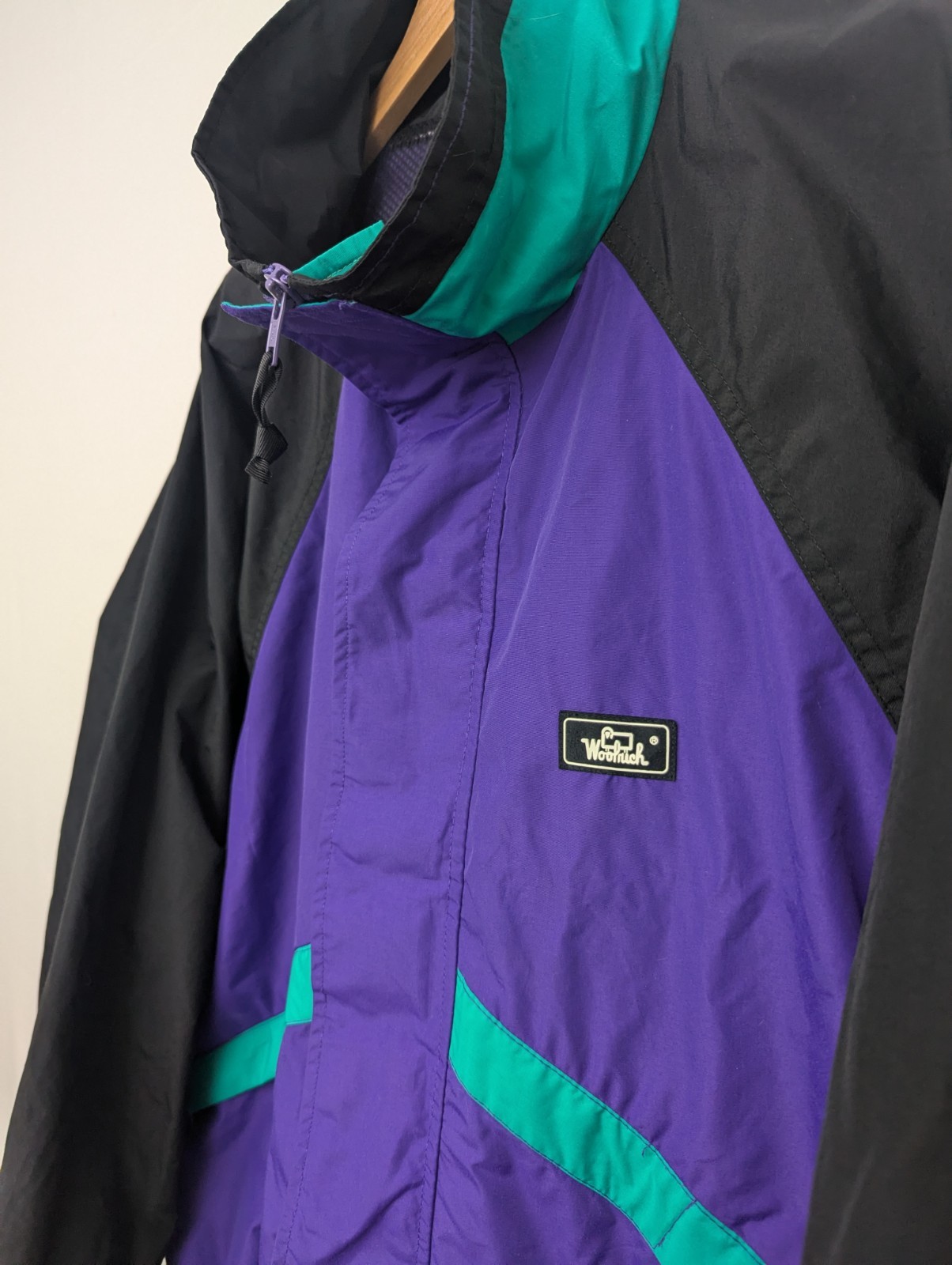 Vintage Woolrich Colour Block Windbreaker Jacket - Purple/teal - Size Xl