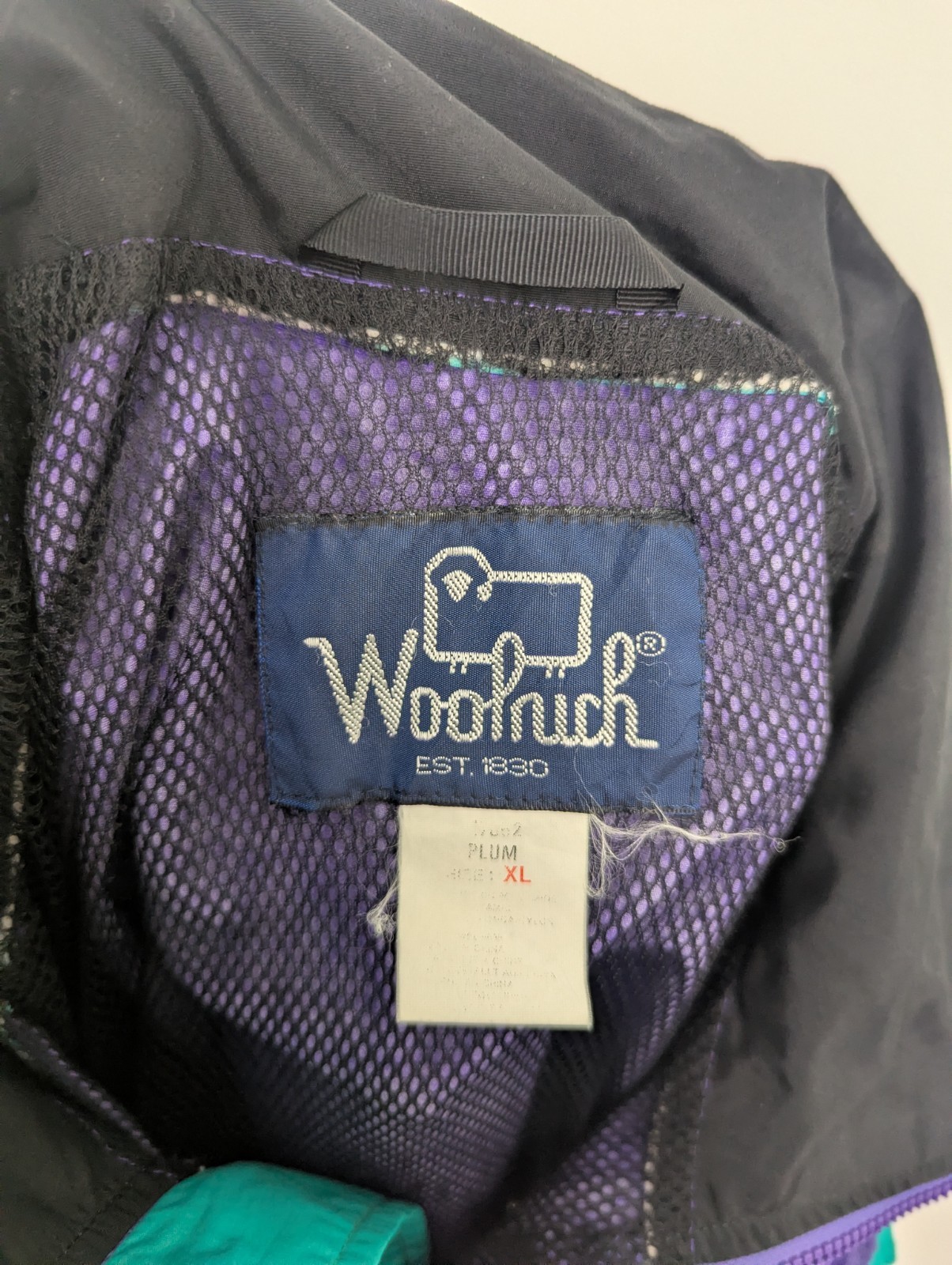 Vintage Woolrich Colour Block Windbreaker Jacket - Purple/teal - Size Xl