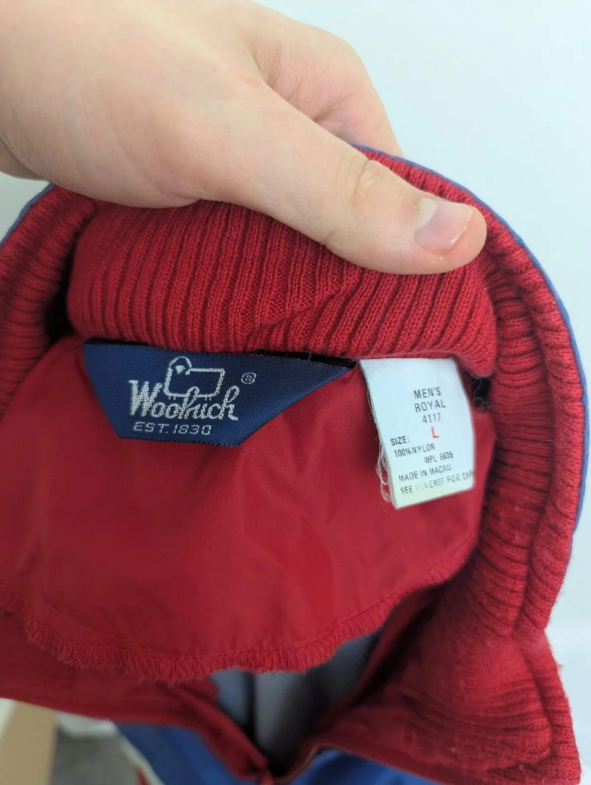 Vintage Woolrich Royal Windbreaker Jacket - Blue/red - Size Large