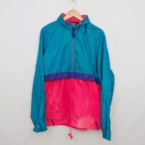 Vintage Woolrich Windbreaker Jacket - Mens Large - Teal/pink