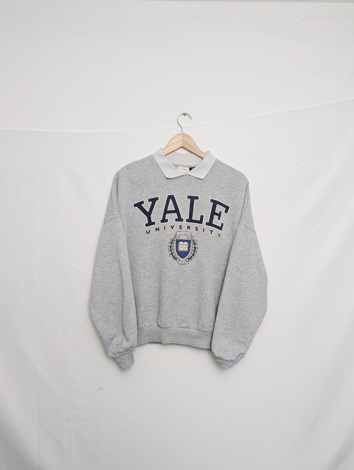 Women’s Pull&bear Yale University Polo Collar Sweatshirt – Grey – Size Xs