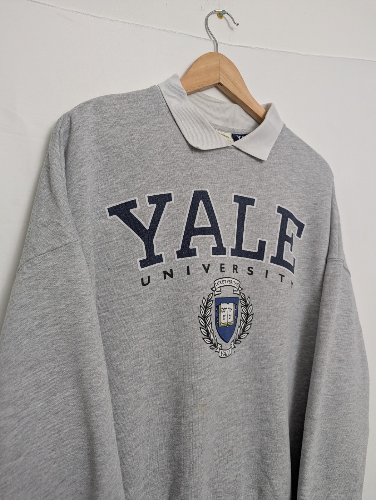 Women’s Pull&bear Yale University Polo Collar Sweatshirt – Grey – Size Xs