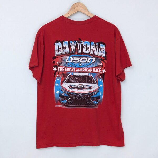 Daytona 500 NASCAR T Shirt - Red - Double Sided Graphic - Racing Tee - Size L