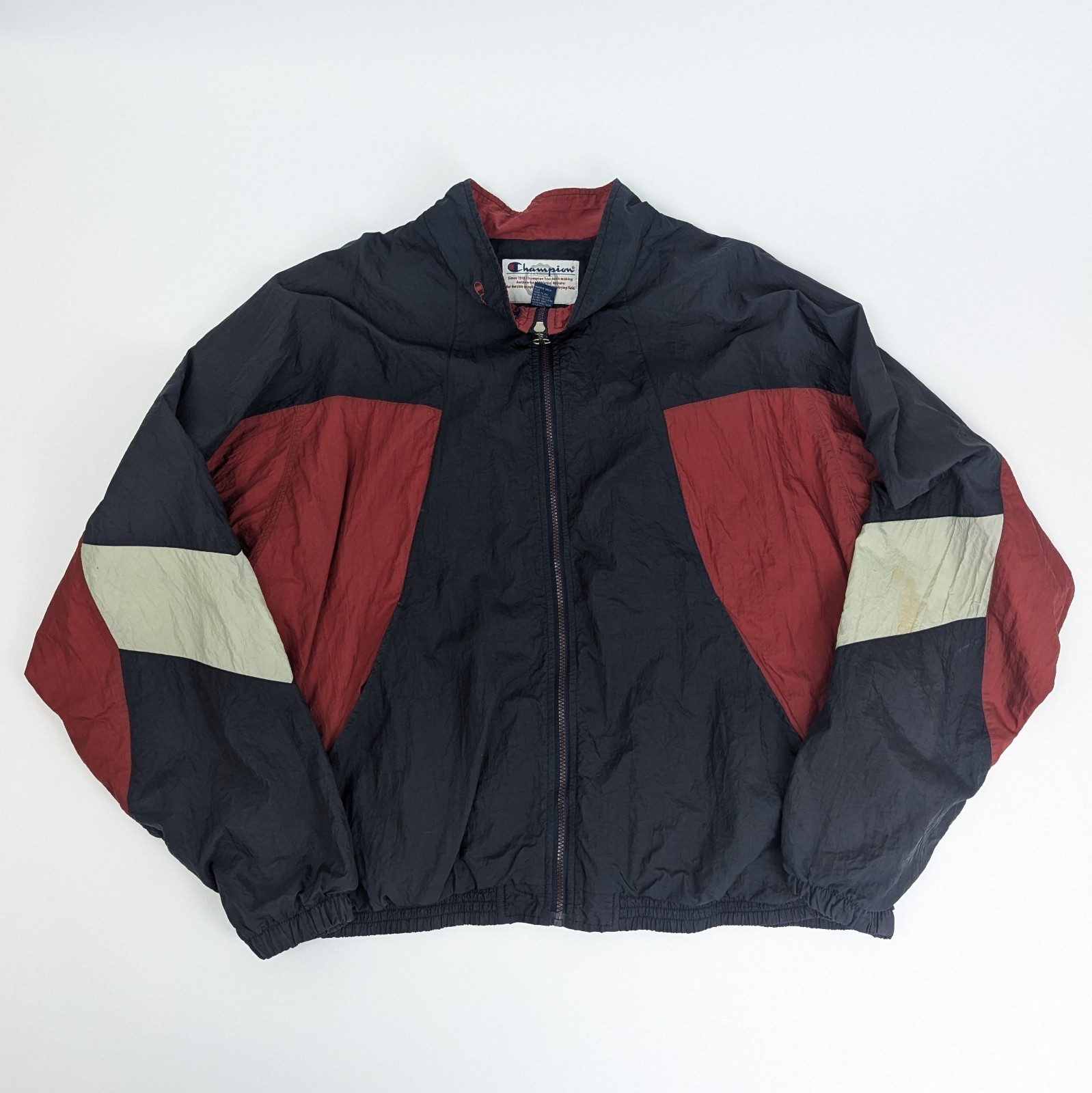 Champion Vintage Windbreaker Jacket - Navy/red/off White - Zip Up - Size Xxl