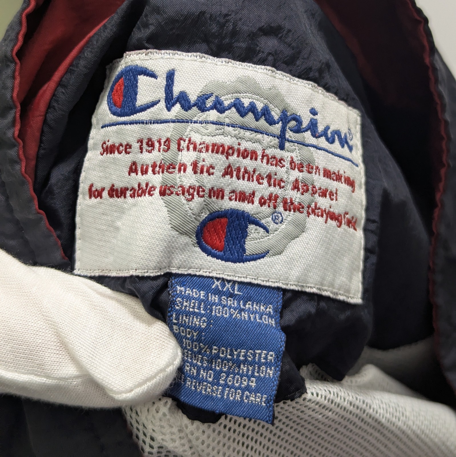 Champion Vintage Windbreaker Jacket - Navy/red/off White - Zip Up - Size Xxl