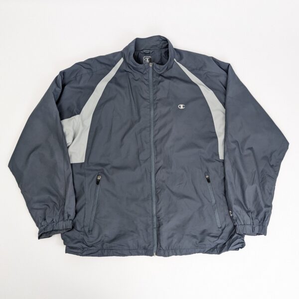 Champion Vintage Windbreaker Jacket - Grey/light Grey - Zip Up - Size Xl