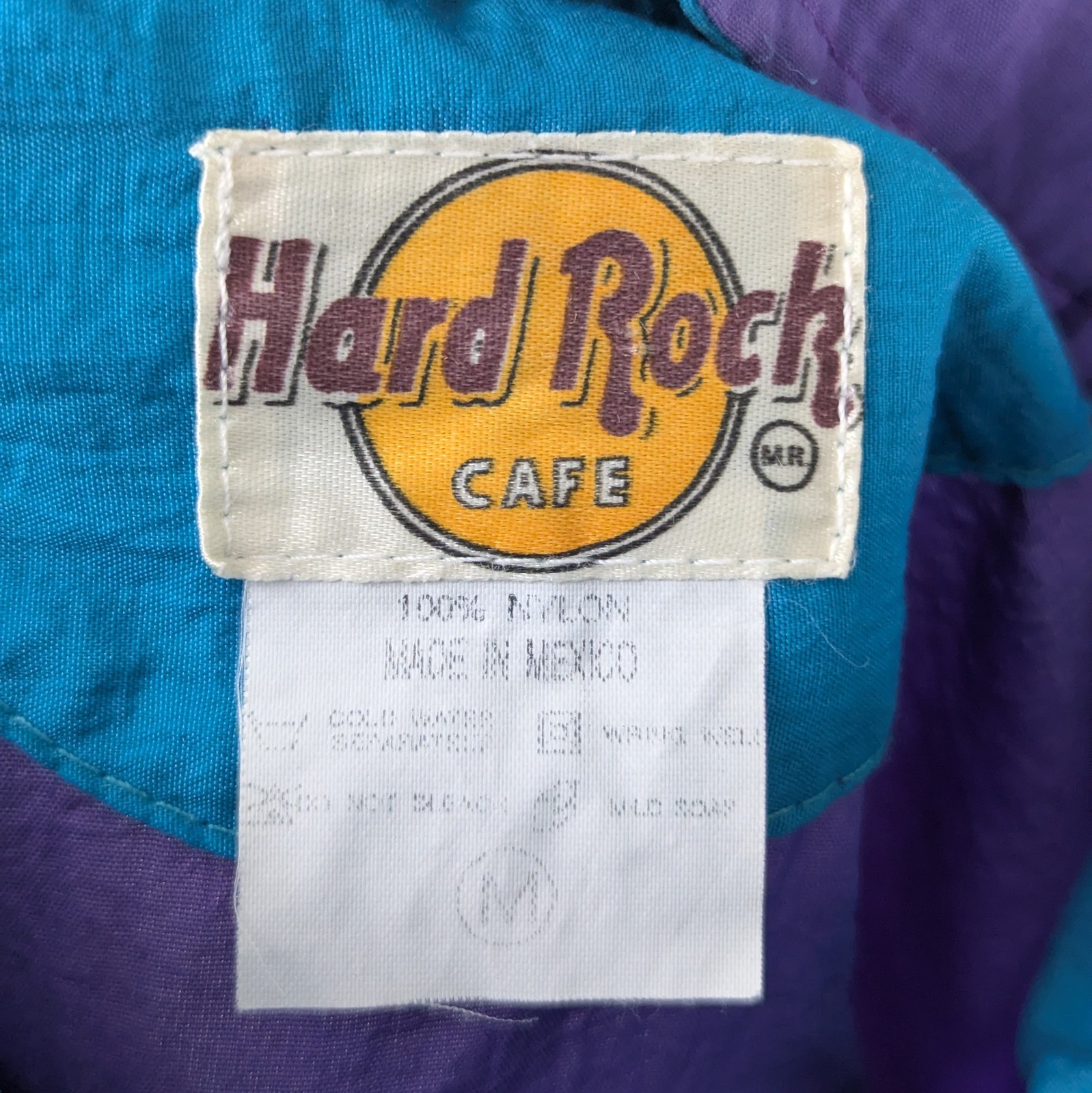 Hard Rock Cafe Vintage Windbreaker Jacket - Purple/teal - 1/4 Zip - Size M