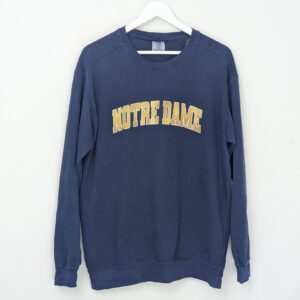 Notre Dame Sweatshirt - Blue Spellout College Crewneck - Size M