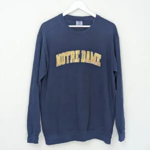 Notre Dame Sweatshirt - Blue Spellout College Crewneck - Size M