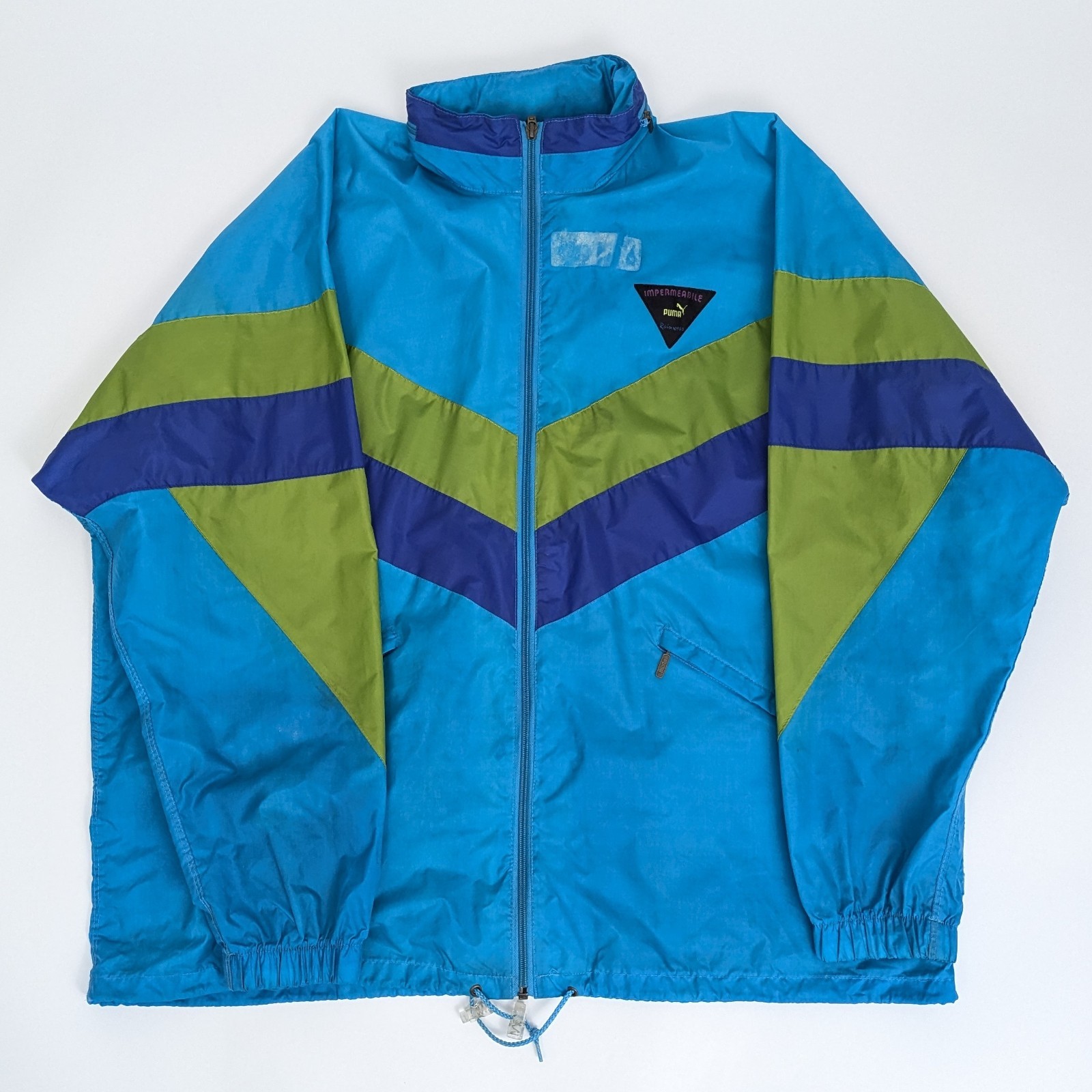 Puma Vintage Packable Windbreaker Jacket - Blue/green - Mens Xl