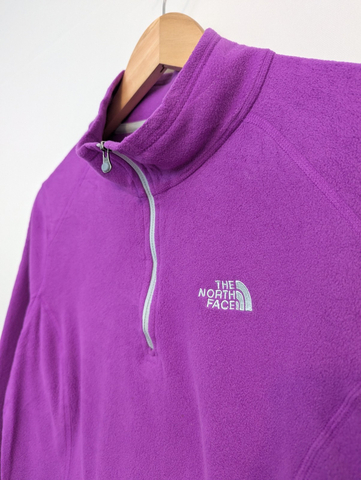 The North Face 1/4 Zip Fleece - Purple / Grey - Size Large